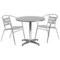 Emma and Oliver 31.5'' Round Aluminum Indoor-Outdoor Table Set with 2 Slat Back Chairs